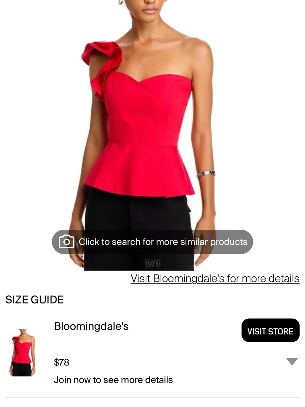 Aqua One-Shoulder Peplum Top in Bright Red